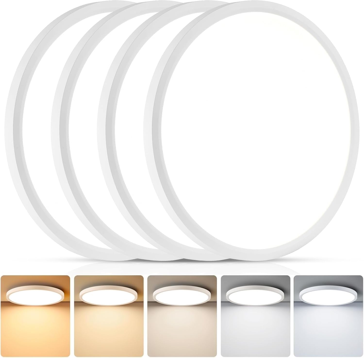 4 Pack 16 Inch 5CCT LED Ceiling Light Flush Mount Dimmable Fixture White 3520LM