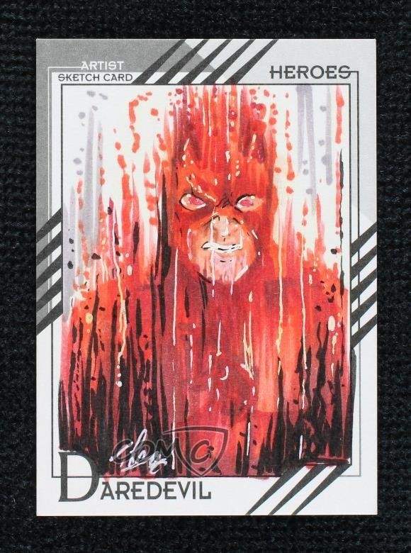 2015 Marvel Fleer Retro Cards 1/1 Daredevil by Timothy Pittides Auto Sketch 0cd1