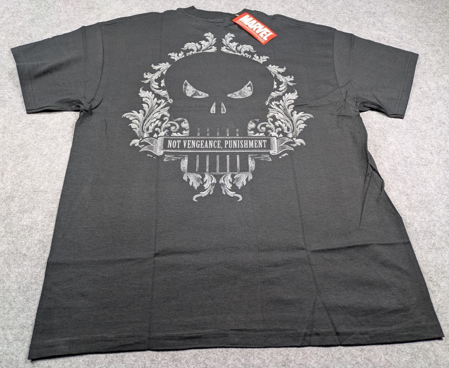 Vintage Punisher Shirt Mens XL Black Double Sided Deadstock Mad Engine Marvel