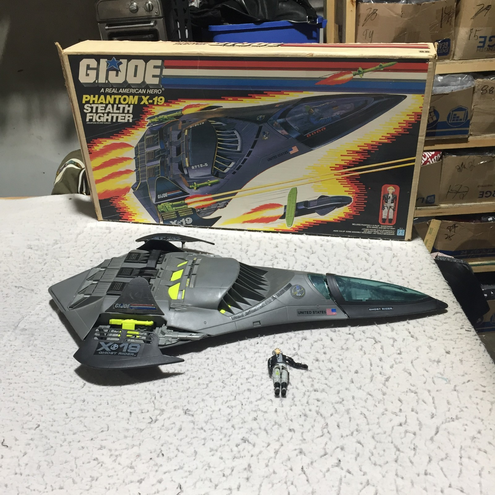 1988 VTG GI Joe Phantom X-19 Stealth Fighter + Box Arah Hasbro 90% COMPLETE 1988 VTG GI Joe Phantom X-19 Stealth Fighter + Box Arah Hasbro 90% COMPLETE