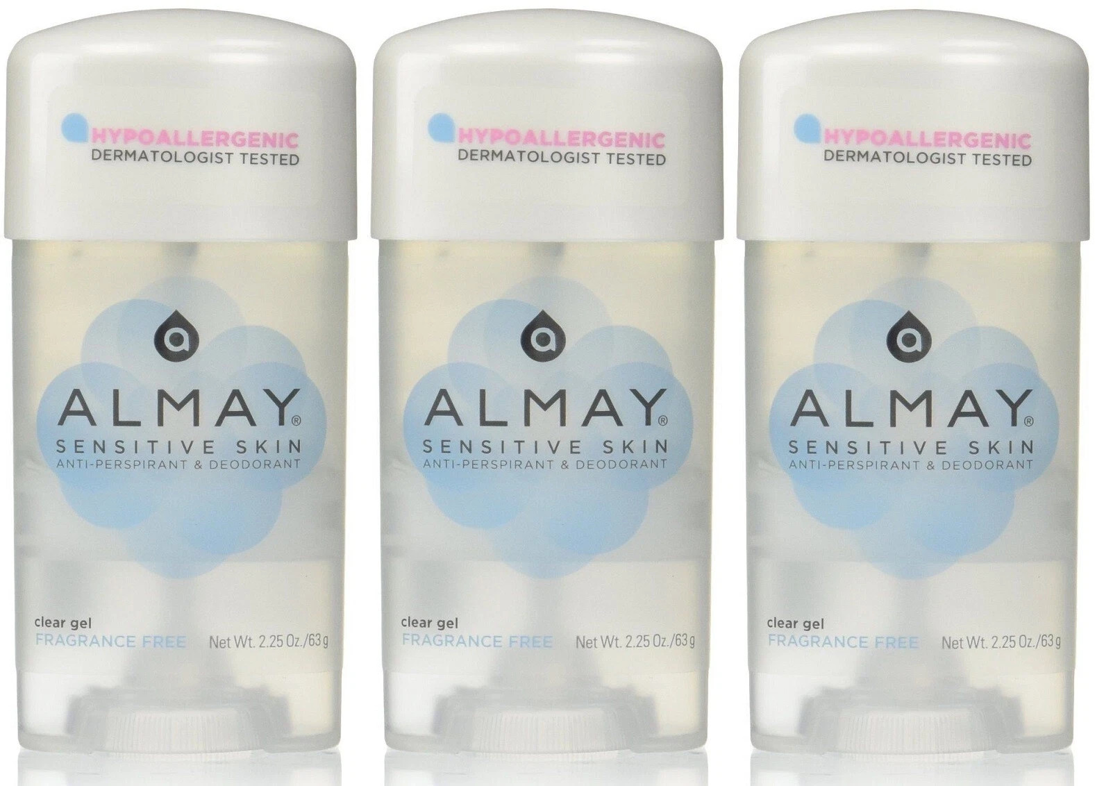 3 Pack Almay Anti-Perspirant - Deodorant Fragrance Free Clear Gel 2.25 oz 3 Pack Almay Anti-Perspirant - Deodorant Fragrance Free Clear Gel 2.25 oz