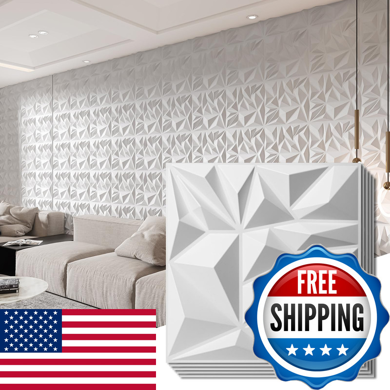 Art3D 33-Pack 3D Wall Panels For Interior Wall Decor Modern Diamond Textured