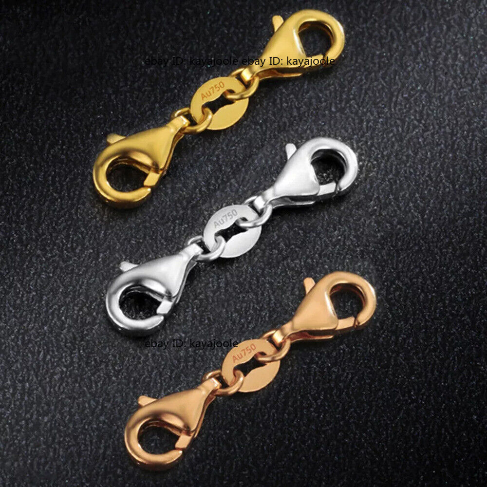 Pure Au750 18K Gold Double Lobster Clasp Connector Extender Bracelet Necklace Pure Au750 18K Gold Double Lobster Clasp Connector Extender Bracelet Necklace