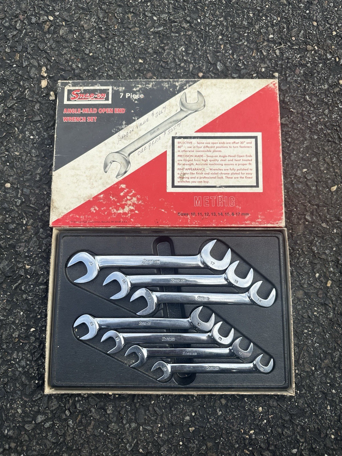 Vintage Snap On 7 Piece Angle Head Open End Wrench Set VSM807