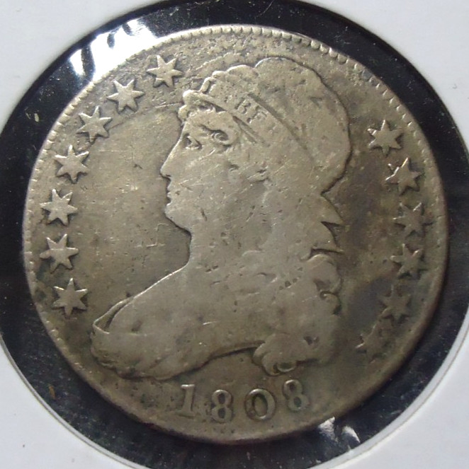 1808 RARE VG+ Lettered Capped Bust US silver 50C Half dollar COMBINE SHIPPING