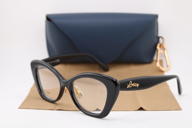 NEW LOEWE LW50067F 001 BLACK GOLD CAT EYE AUTHENTIC EYEGLASSES 52-18 NEW LOEWE LW50067F 001 BLACK GOLD CAT EYE AUTHENTIC EYEGLASSES 52-18