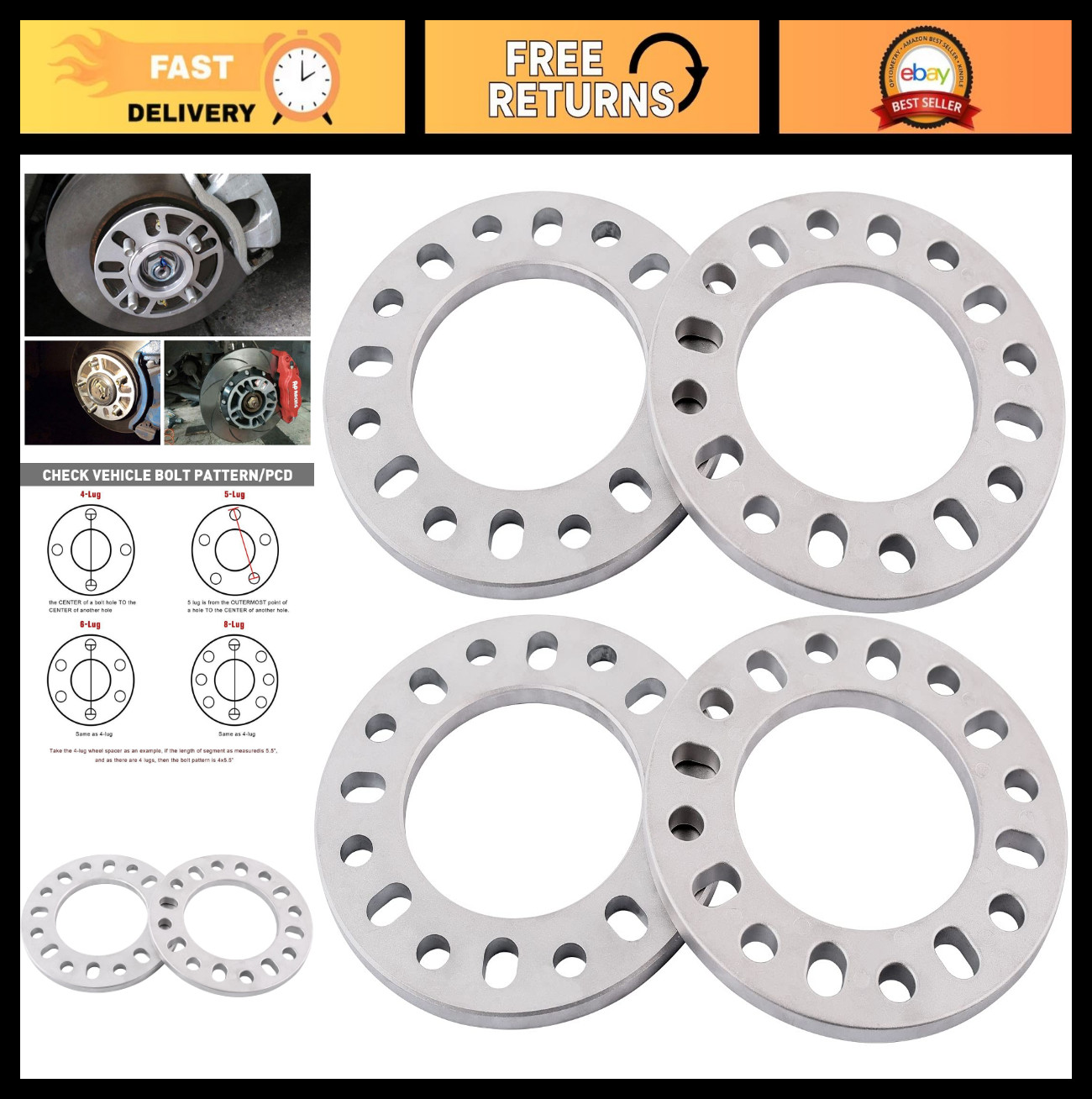 8PC Wheel Spacers 1/2\ 8PC Wheel Spacers 1/2\