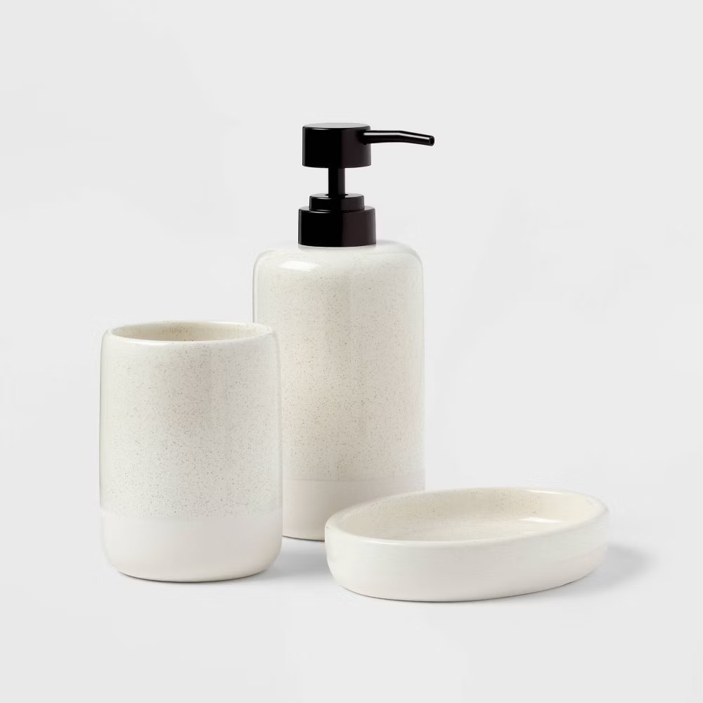 3pc Modern Coordinate Bath Bundle Set - Threshold: Ceramic Accessories