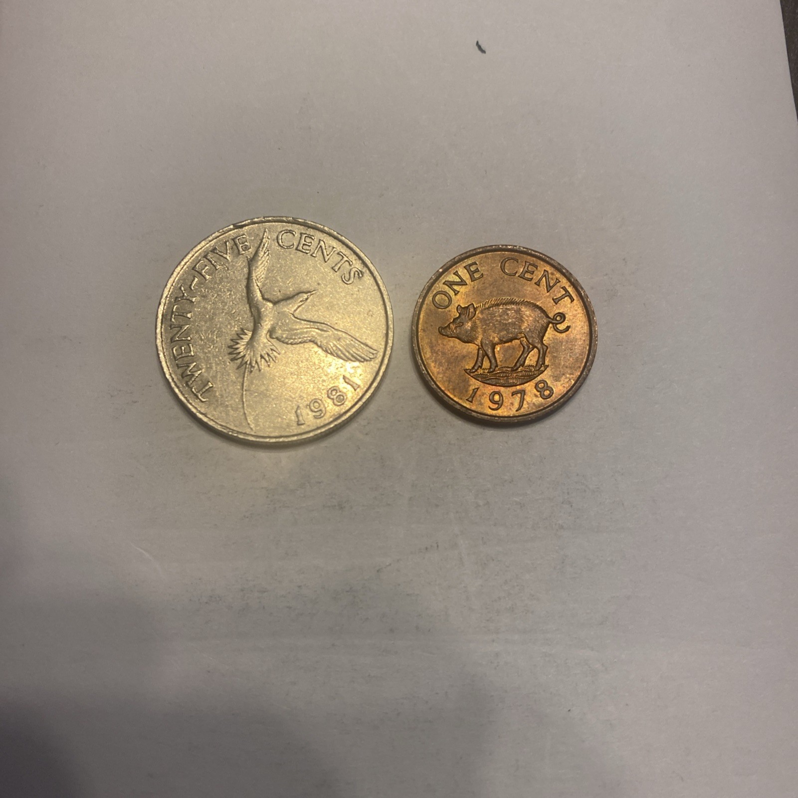 1978 Bermuda Cent, 1981 25 Cents- 2 COINS