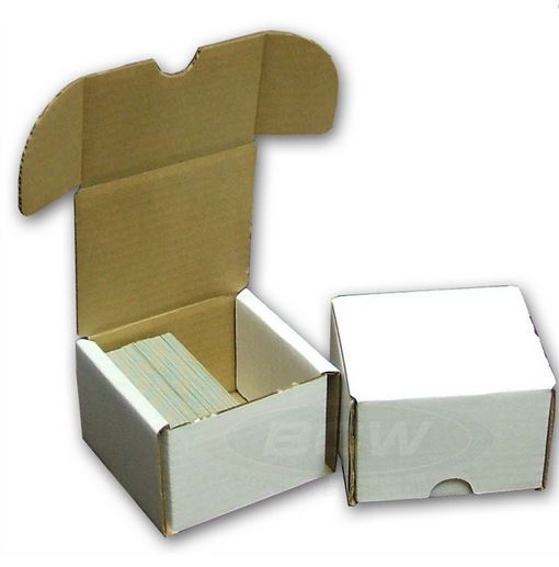 (3 Pack) 200 Count Size White Cardboard Trading Card Storage Boxes - Tab Closure