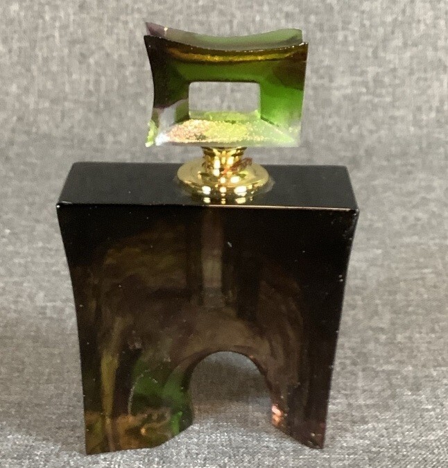 Crystalier Stunning Smokey Browns & Greens Crystal Perfume Bottle w/Box Crystalier Stunning Smokey Browns & Greens Crystal Perfume Bottle w/Box