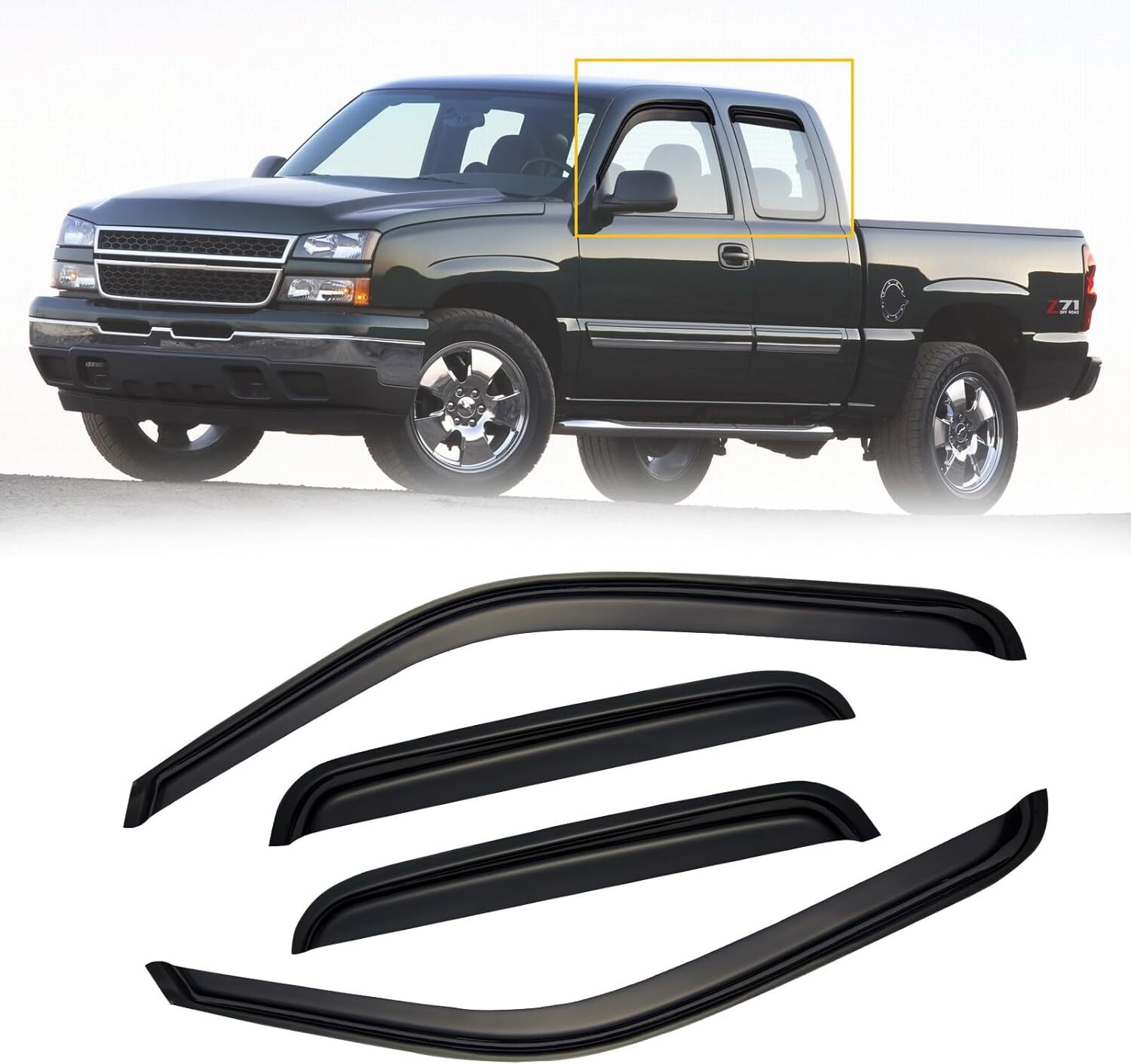 Window Visors Rain Sun Guard For 99-06 Chevy Silverado GMC Sierra Extended Cab