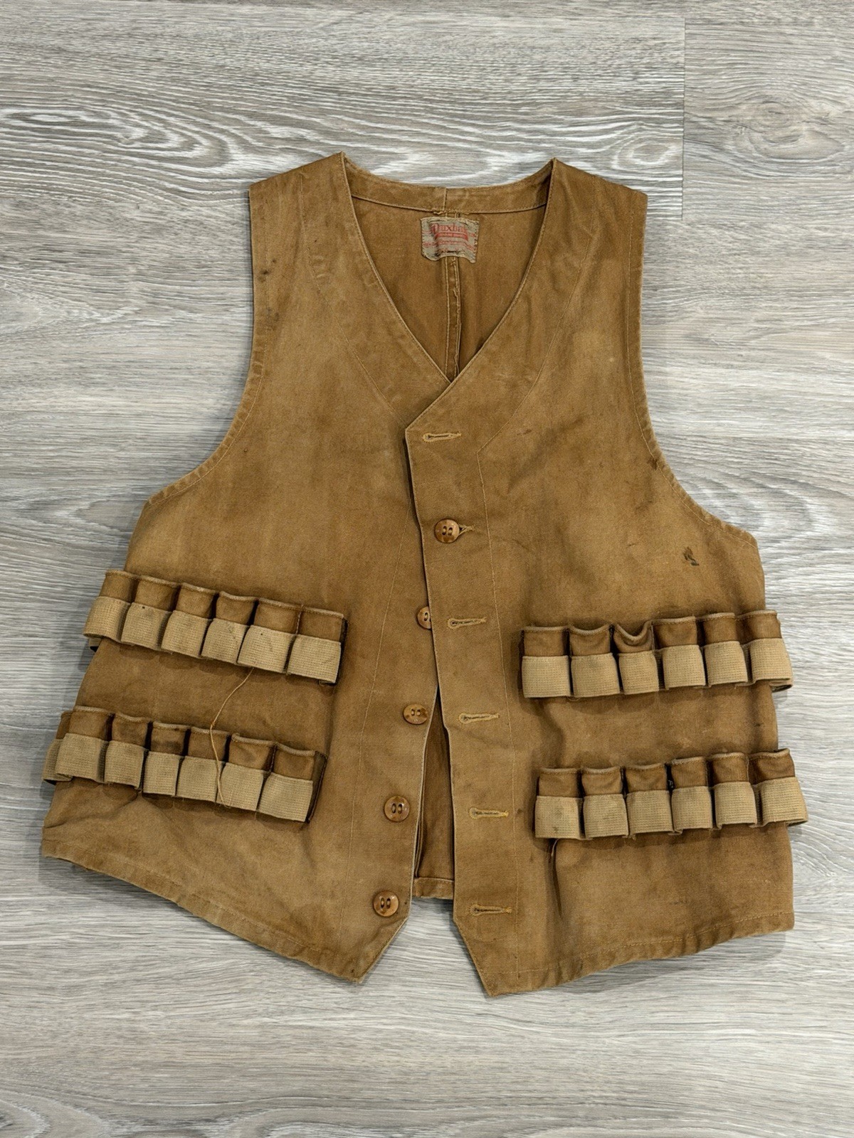 VTG 1920/30s Duxbak Rain Proof Sportsmans Clothing Shooting Vest Tan 38 VTG 1920/30s Duxbak Rain Proof Sportsmans Clothing Shooting Vest Tan 38