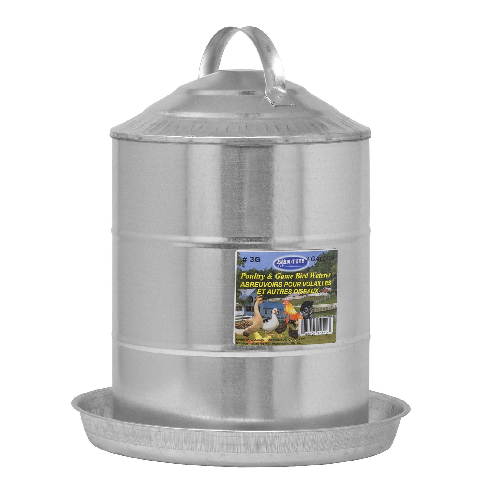 FARM-TUFF Double Wall Cone Top Galvanized Poultry Fountain, 3 Gallon Capacity FARM-TUFF Double Wall Cone Top Galvanized Poultry Fountain, 3 Gallon Capacity