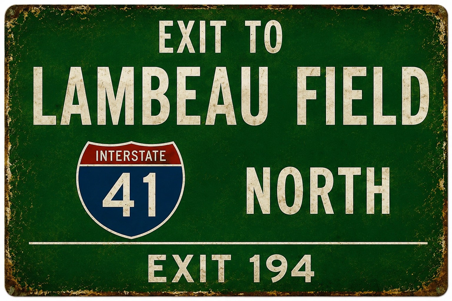 Exit to Lambeau Field Weatherproof Aluminum Sign