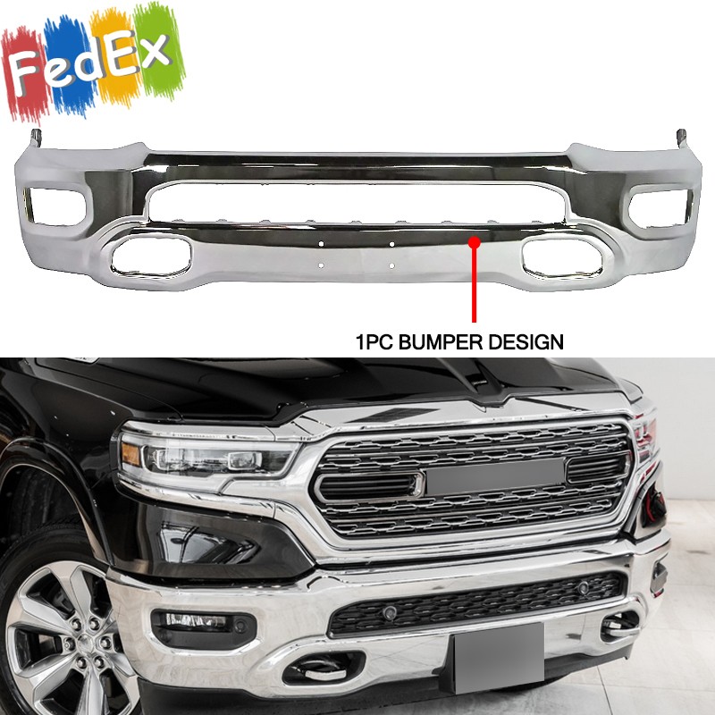 Chrome Steel Front Bumper Face Bar W/ Fog Light Holes Fit For Ram 1500 2019-2024 Chrome Steel Front Bumper Face Bar W/ Fog Light Holes Fit For Ram 1500 2019-2024