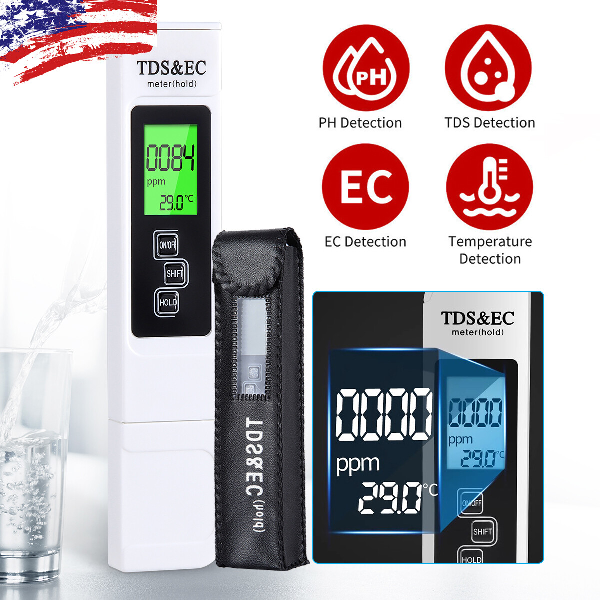 TDS Meter Digital Tester Water Quality Testing Kits for Drinking Water 0-9990ppm