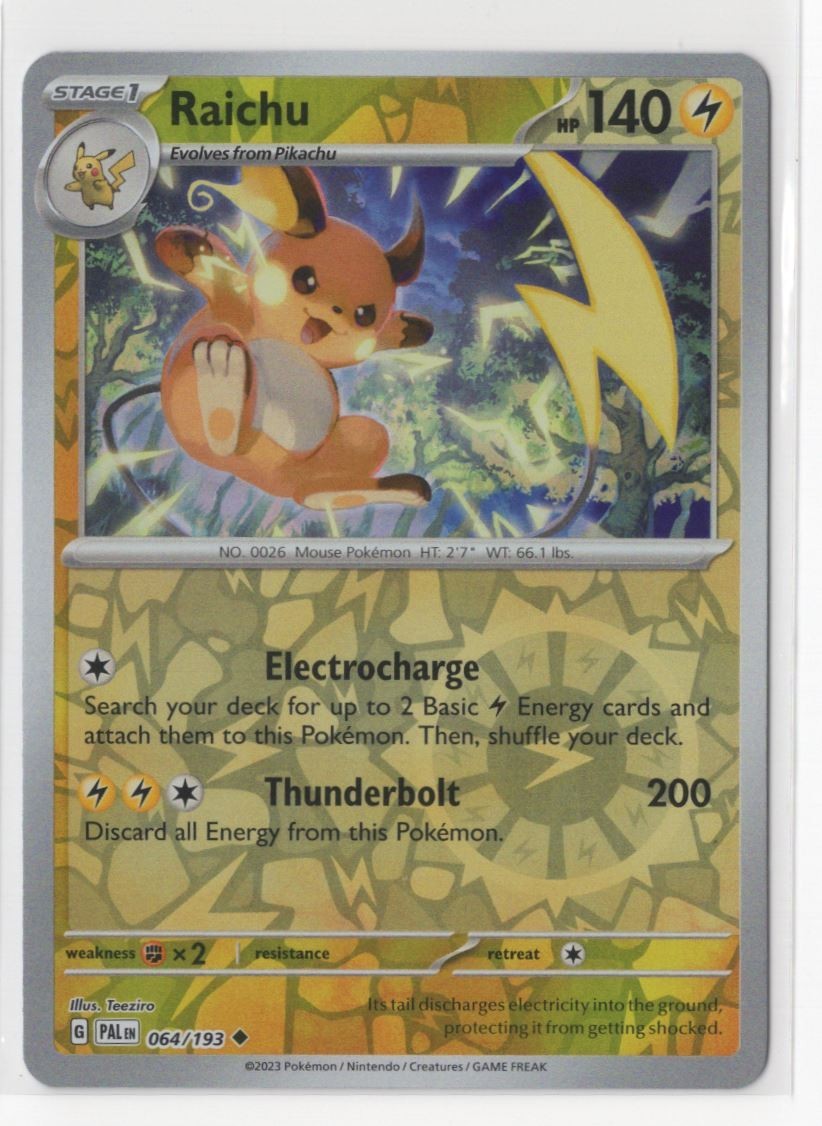 Pokemon Paldea Evolved 064/193 Raichu Reverse Holo Pokemon Paldea Evolved 064/193 Raichu Reverse Holo
