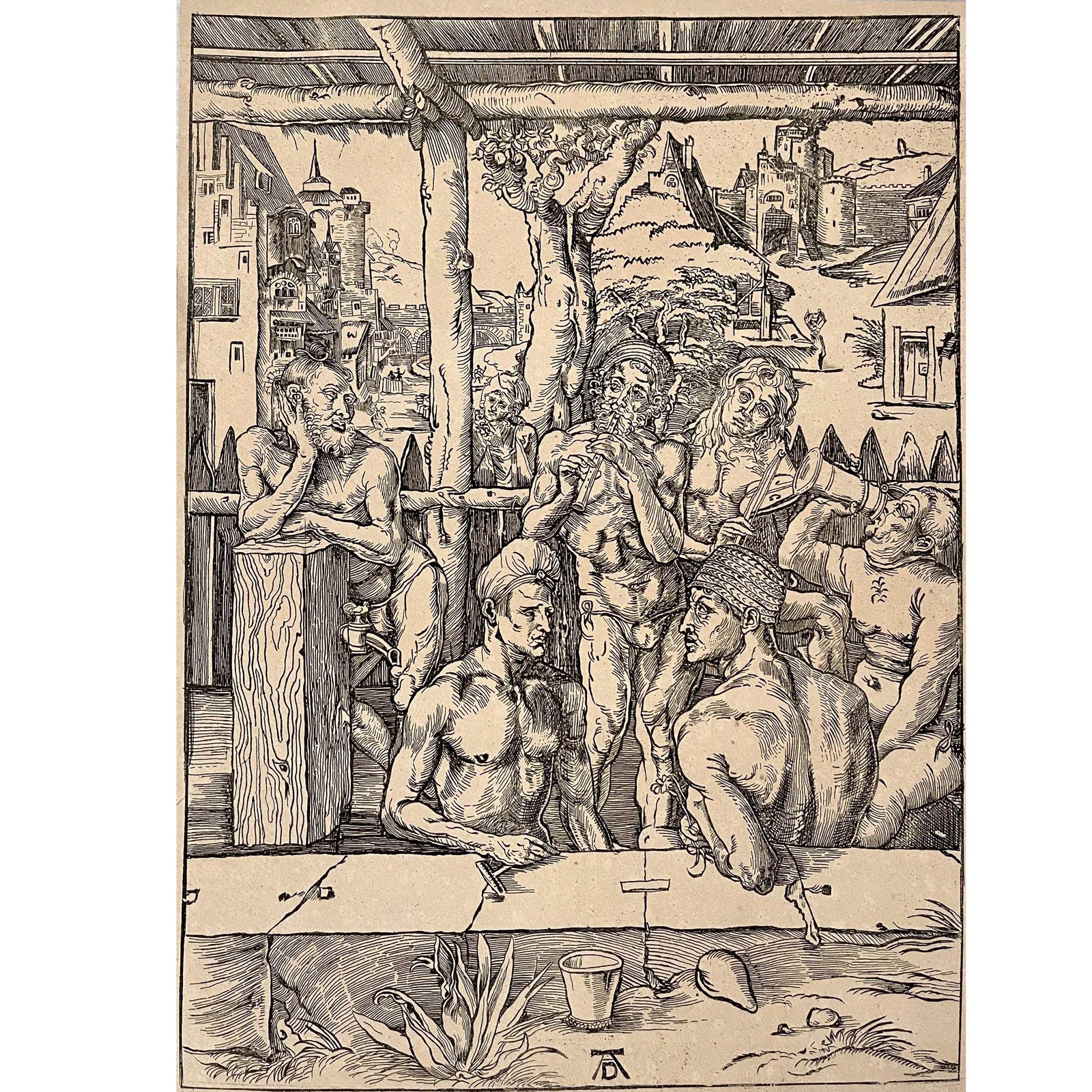 Albrecht Dürer woodcut - Men\'s bath - Christian art
