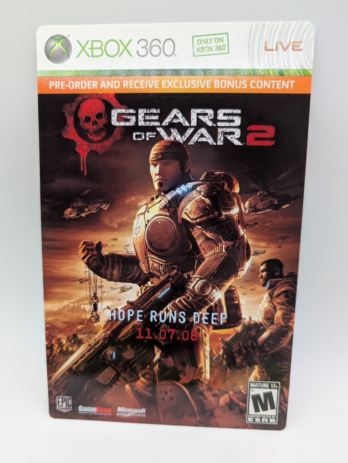 Gears Of War 2  Code Rare GameStop Exclusive Pre Order Rare Gear Theme