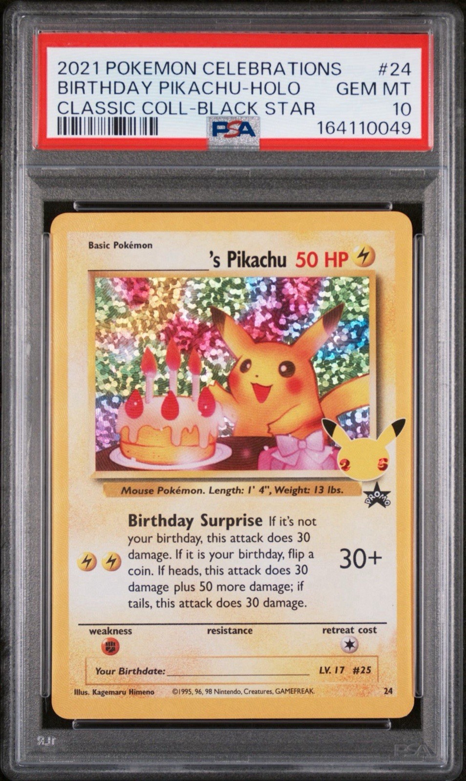 Pokemon PSA 10 Birthday Pikachu Holo Promo 2021 #24 Celebrations English Pokemon PSA 10 Birthday Pikachu Holo Promo 2021 #24 Celebrations English