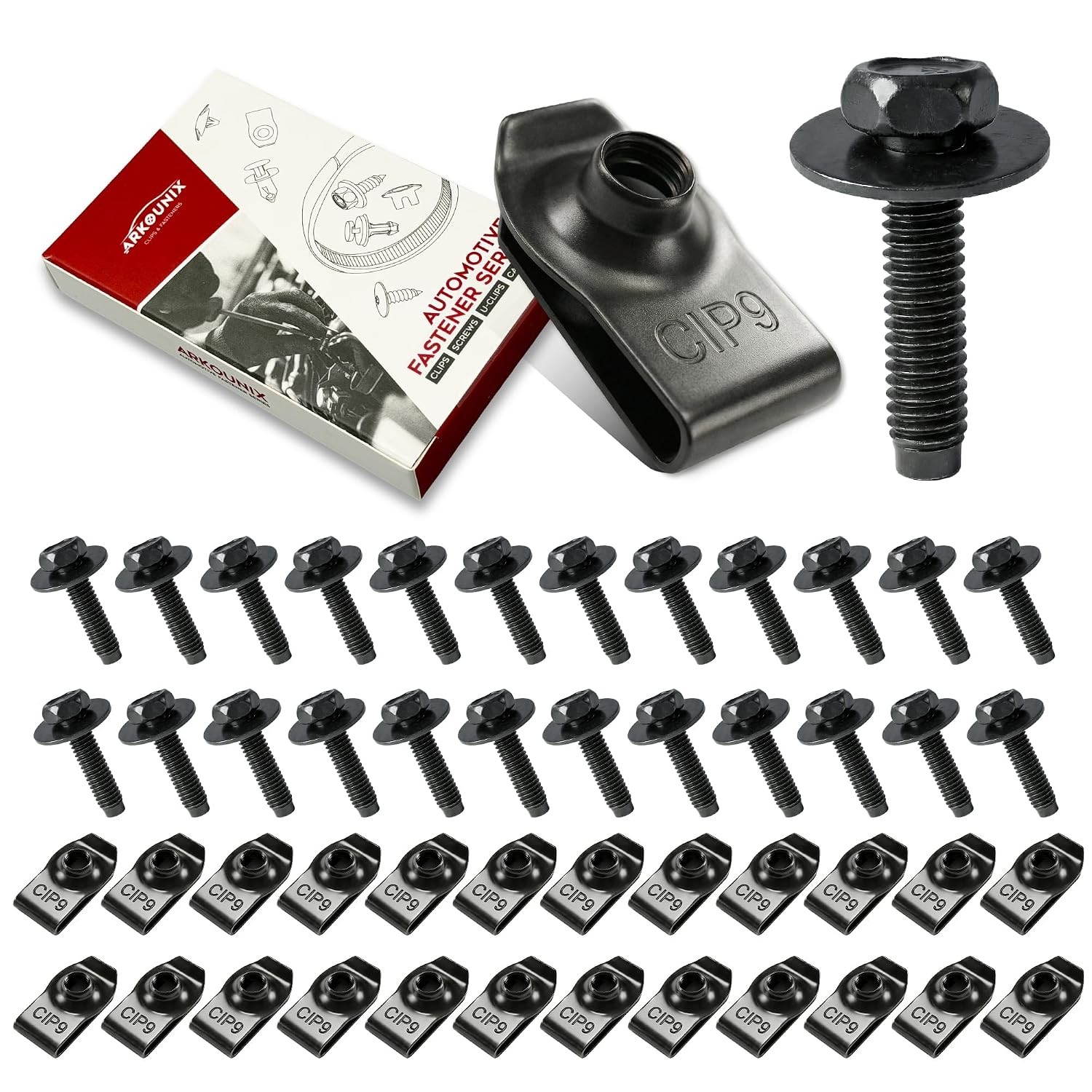50 Pcs M6x1.0 Automotive Body Bolts/Screws & U-Nut Clips