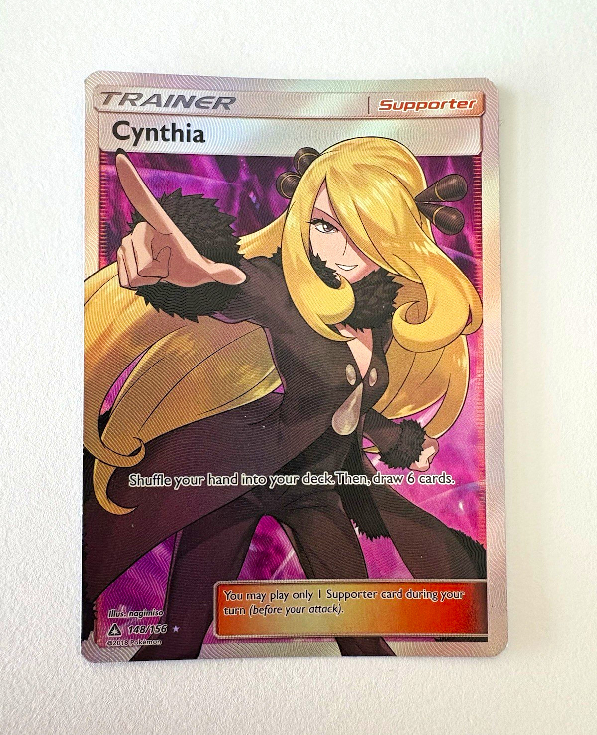 Cynthia 148/156 SM Ultra Prism Full Art Holo Ultra Rare Pokémon LP Cynthia 148/156 SM Ultra Prism Full Art Holo Ultra Rare Pokémon LP