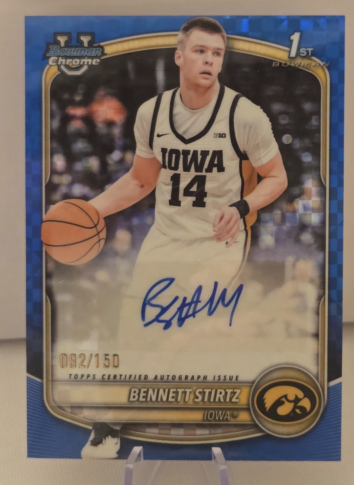 2025-26 Bowman Chrome 1st Bennett Stirtz True Blue Auto # /150 CPA-BI Iowa / OKC 2025-26 Bowman Chrome 1st Bennett Stirtz True Blue Auto # /150 CPA-BI Iowa / OKC