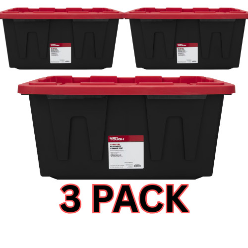 Hyper Tough 27 Gallon Storage Bin Snap Lid Plastic Container 3 Pack