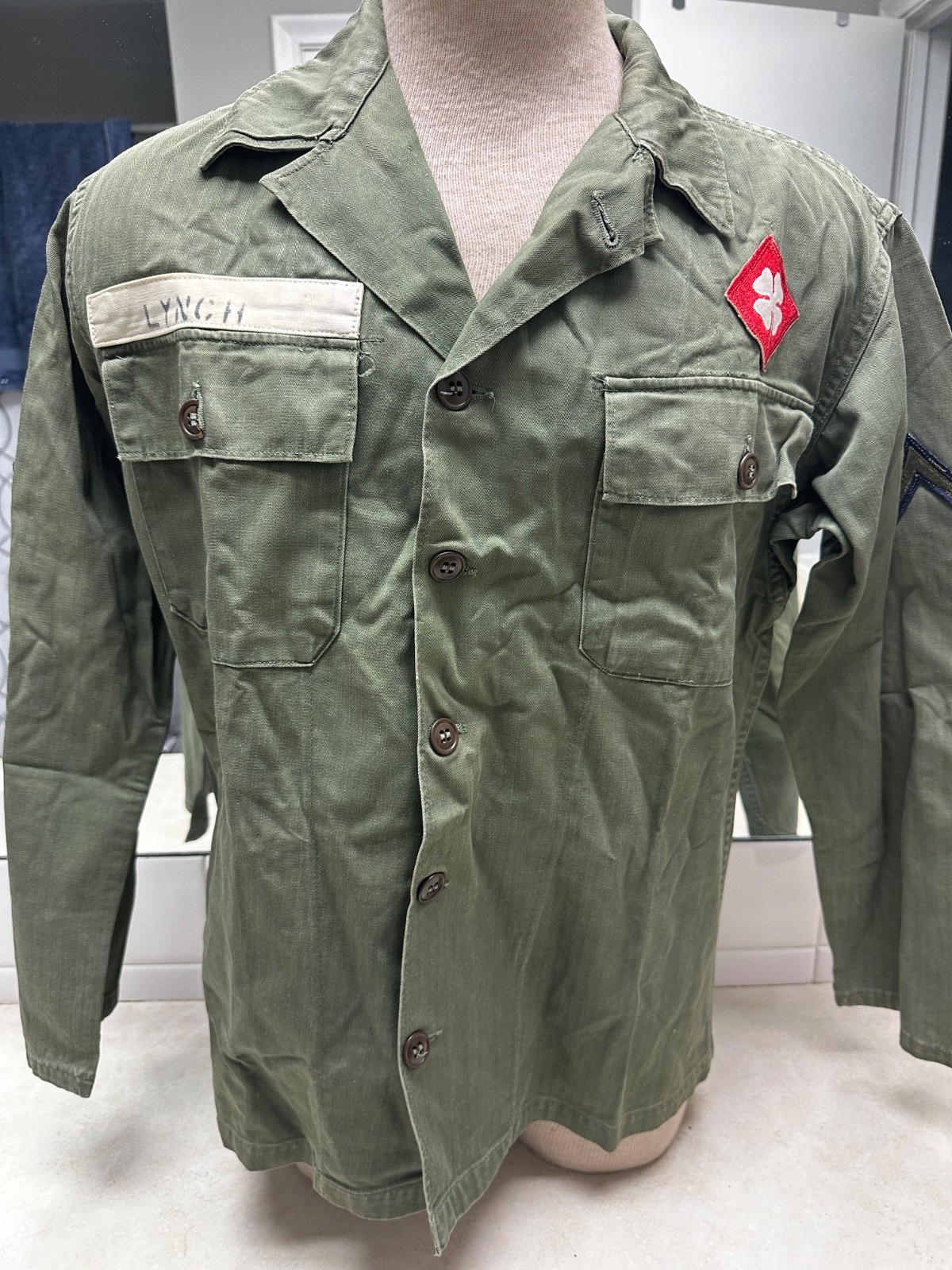 Vintage US Army Utility Shirt 4th Army Named Lynch