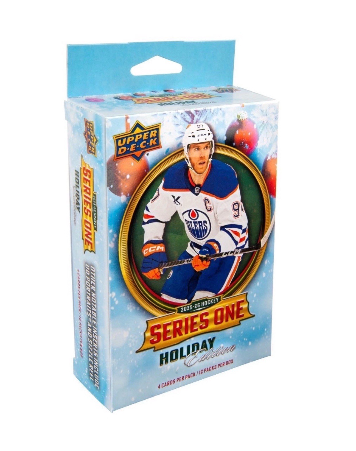 Factory sealed 2025-26 Upper Deck Series One Holiday Edition Hanger Box. Factory sealed 2025-26 Upper Deck Series One Holiday Edition Hanger Box.