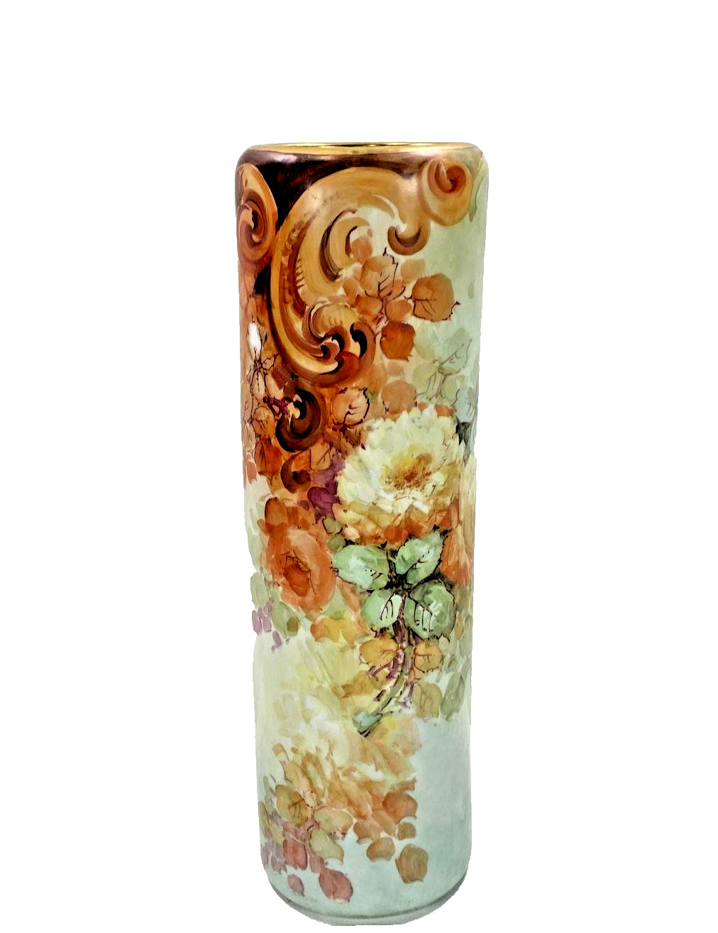 Antique Vienna Austria Hand Painted Porcelain 1909 Vase By Leonard Co.17x5 in Antique Vienna Austria Hand Painted Porcelain 1909 Vase By Leonard Co.17x5 in