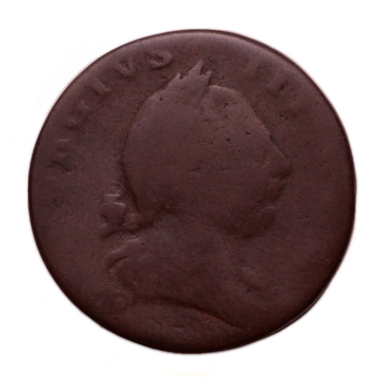 1773 Virgina Halfpenny Colonial Copper Coin Smooth Original 1773 Virgina Halfpenny Colonial Copper Coin Smooth Original