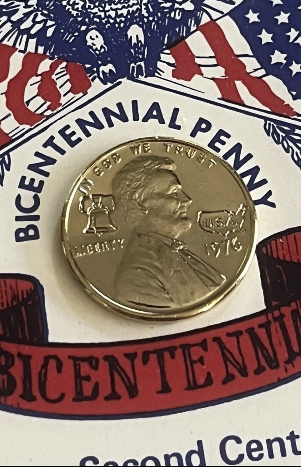 UNCIRCULATED Overstamped 1976 Lincoln penny Bicentennial Commemorative UNCIRCULATED Overstamped 1976 Lincoln penny Bicentennial Commemorative
