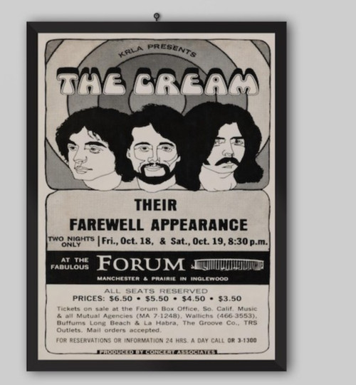 Cream Eric Clapton 1968 Los Angeles Forum Farewell Tour Concert Music  24x36
