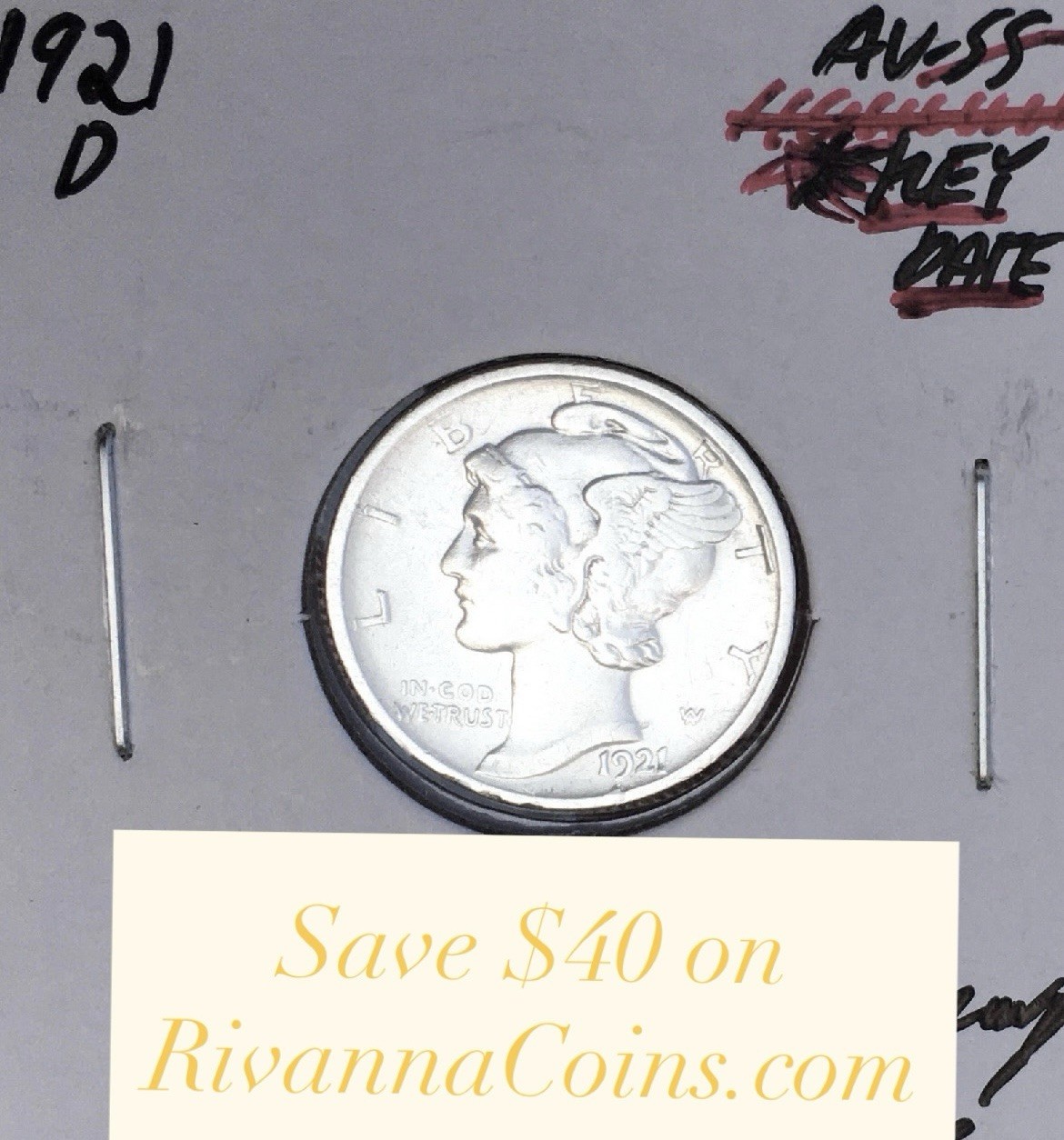 1921-D Mercury Dime Superb Gem AU+++ (Obverse Rim Hits), RARE This Nice