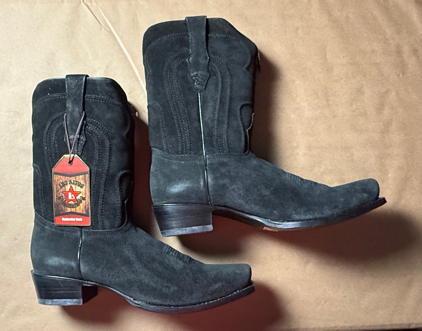Los Altos Men\'s Black Suede Roper Cowboy Boots Size 14 EE New in Box