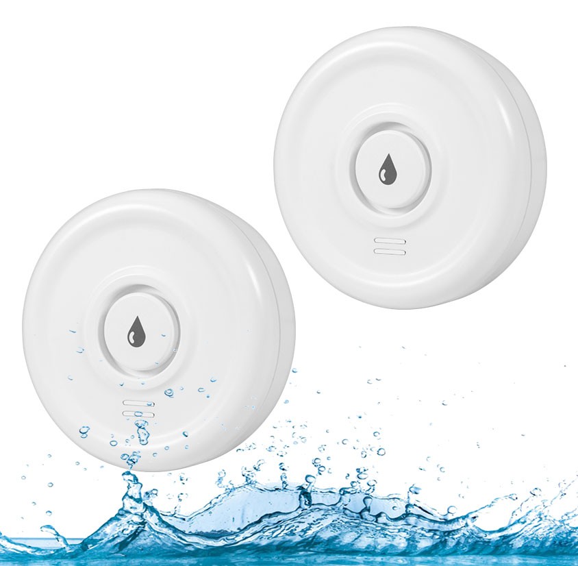 2 Pack Water Leak Alarm Wireless 100dB Sensor Water Heater Leak Early Warning
