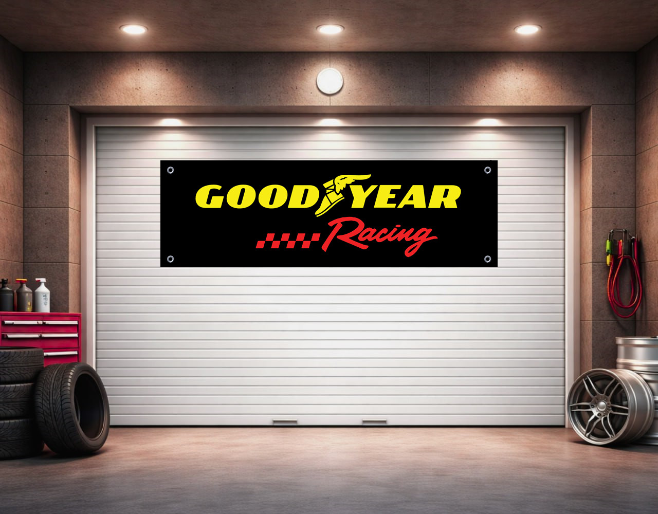 Goodyear Racing Wall Banner 2x6ft Garage Decors Polyester Graphic