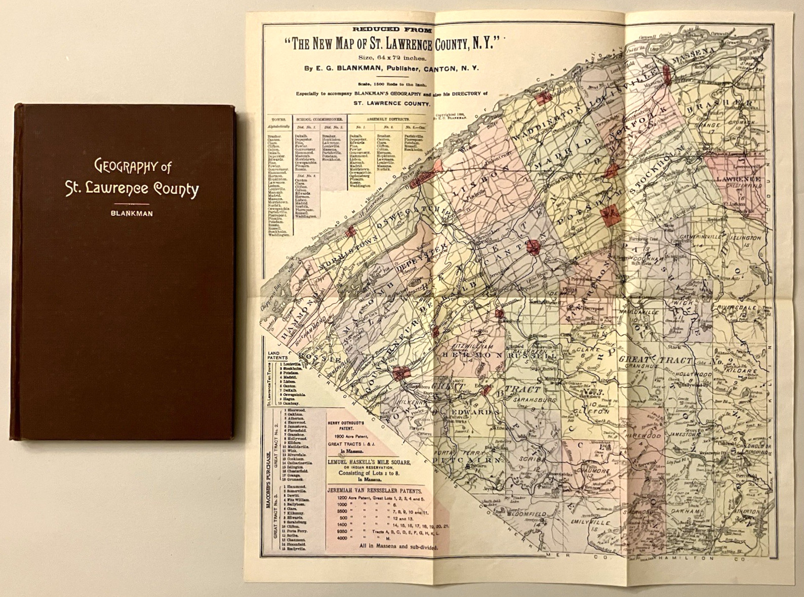 Geography of St. Lawrence County NY + Map, Edgar Blankman 1898, only one online