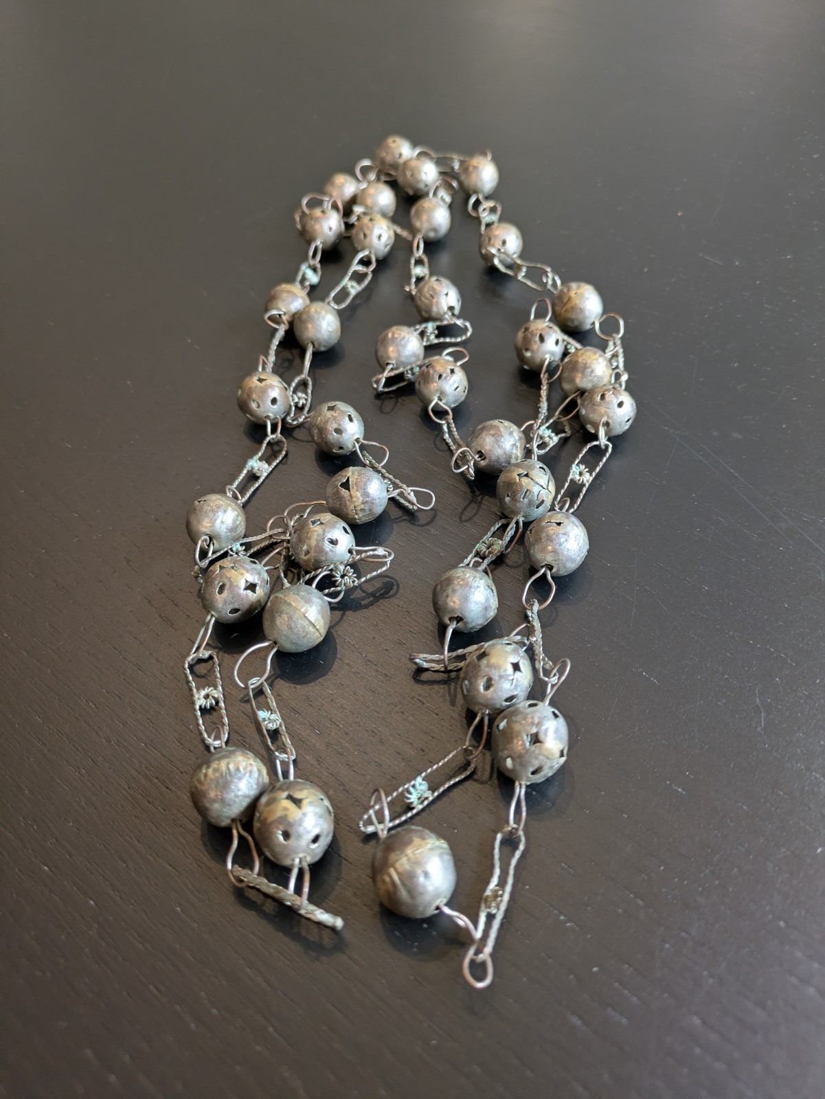 Vntg/Antq Mexican Wedding Lasso W/Open Hollow Filagree Silver/Copper Metal Beads Vntg/Antq Mexican Wedding Lasso W/Open Hollow Filagree Silver/Copper Metal Beads