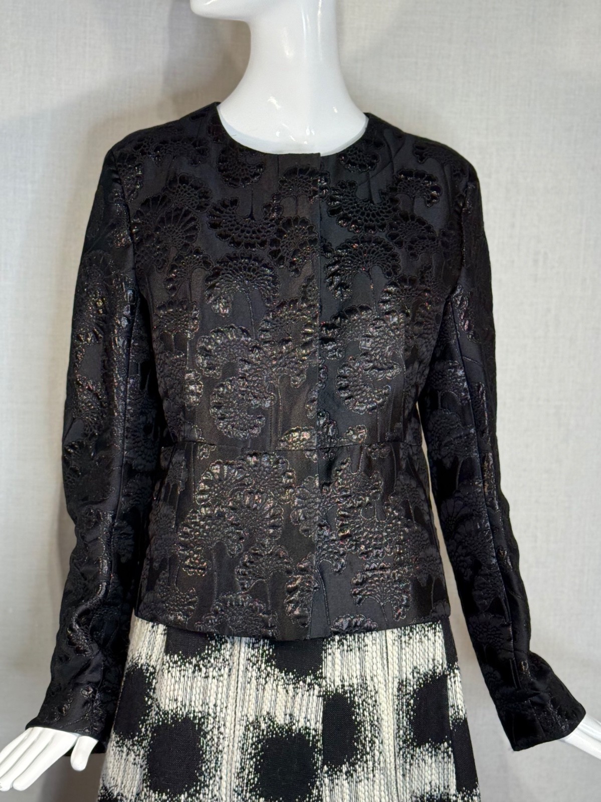 2013 MARNI BLACK Brocade Collarless Jacket SIZE IT46 US10, Spring Summer NWOT 2013 MARNI BLACK Brocade Collarless Jacket SIZE IT46 US10, Spring Summer NWOT