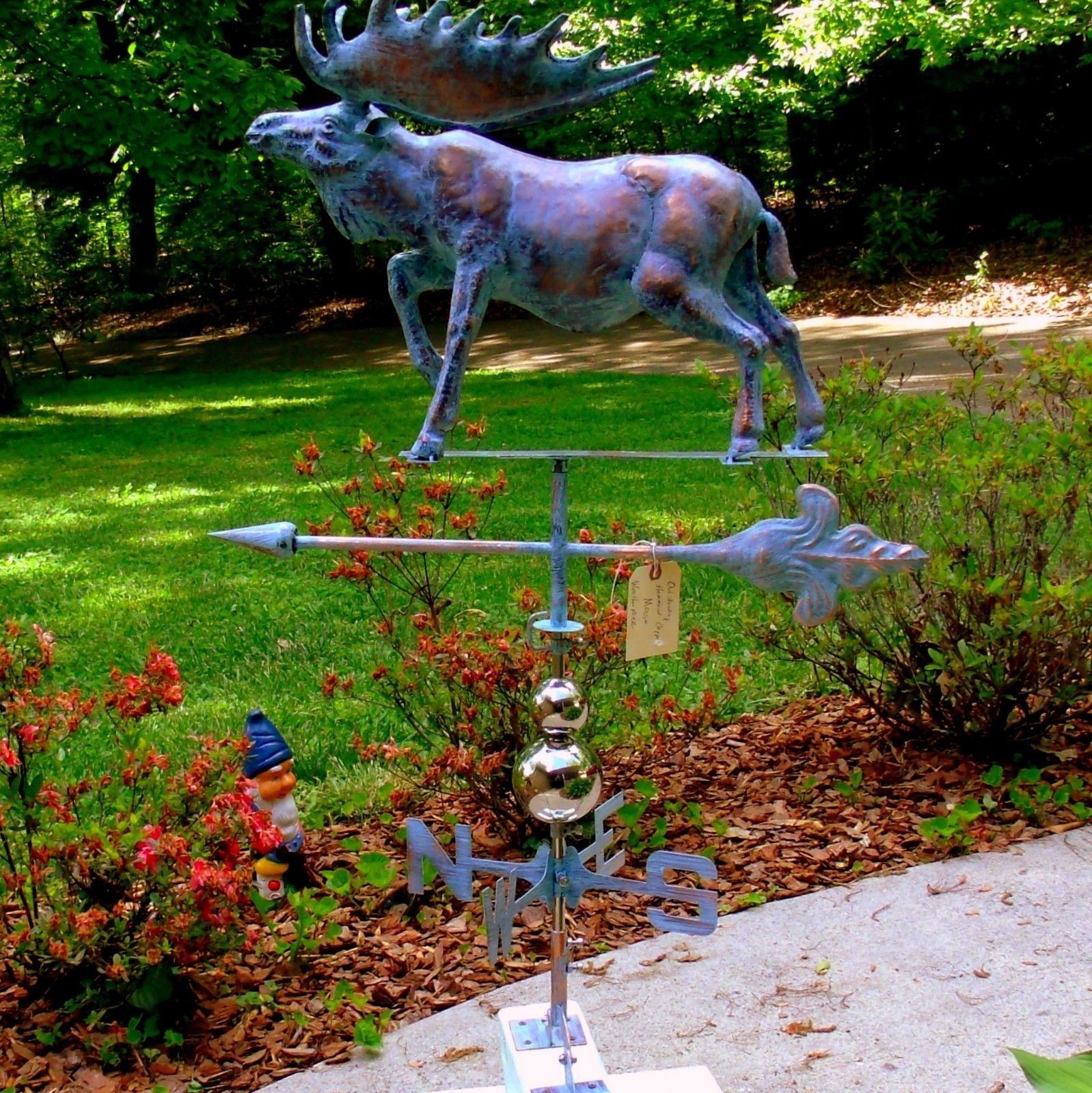 Large Handcrafted 3 Dimensional Moose Weathervane Copper Patina Finish