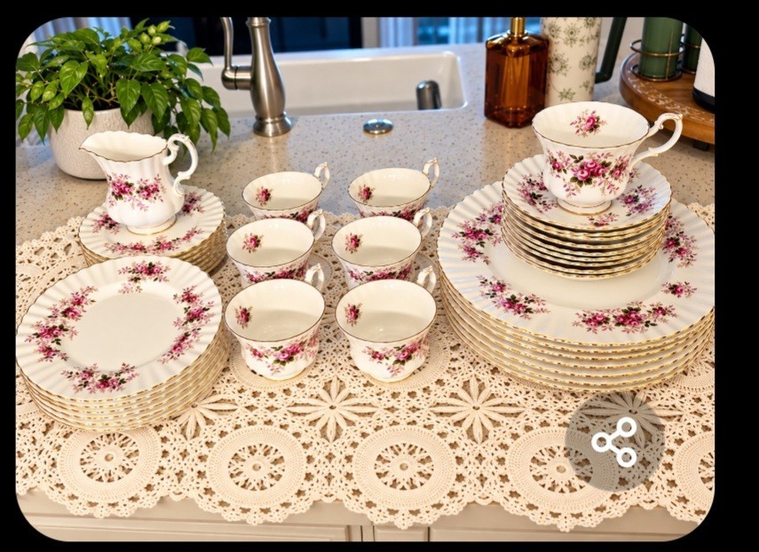 Vintage OLD Lavendar & Rose China ROYAL Dalton Dishes W Teacups ANTIQUES Vintage OLD Lavendar & Rose China ROYAL Dalton Dishes W Teacups ANTIQUES