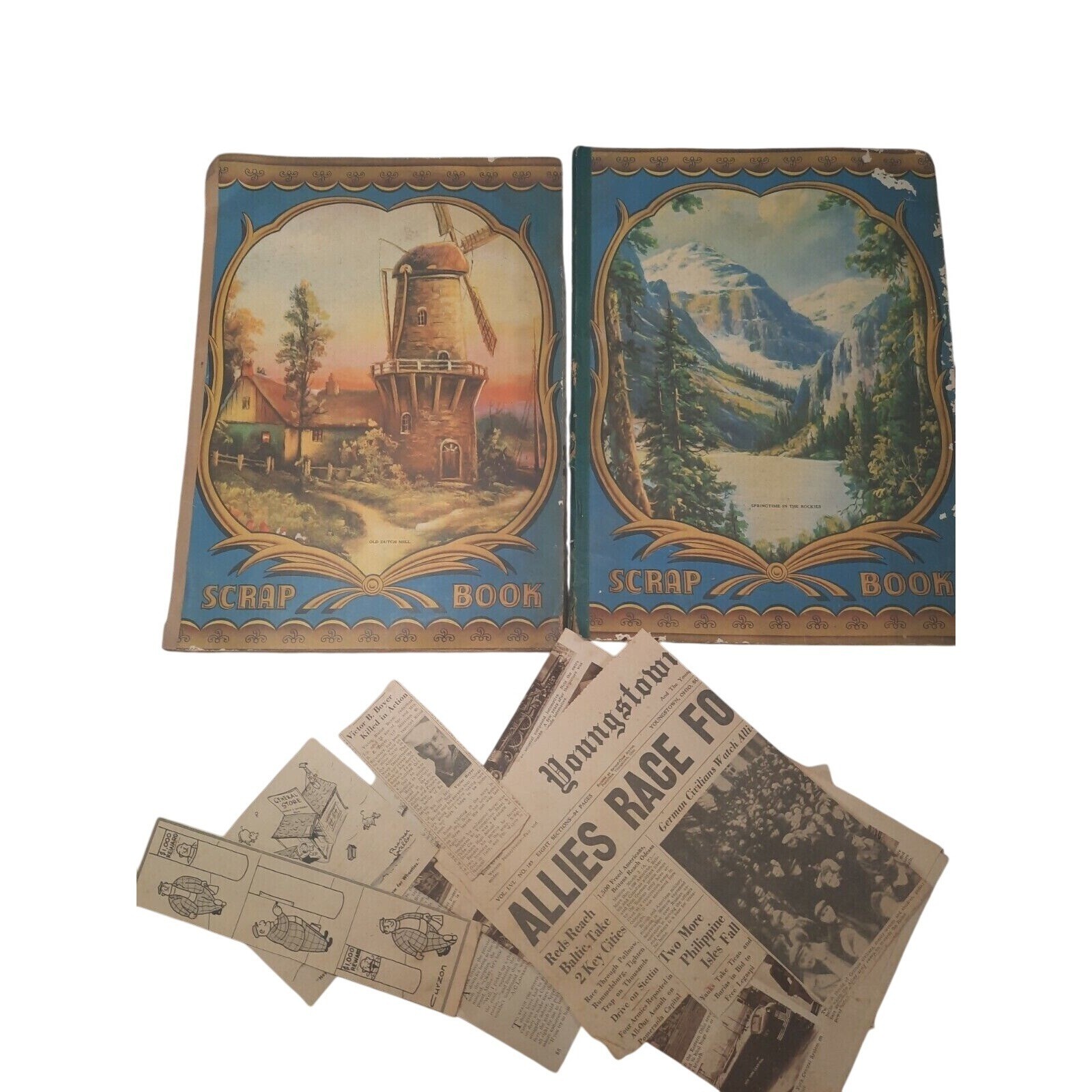 VTG 1940s Scrapbook Lot WWII Era Comics Jokes Newspaper Clippings 1 Blank READ