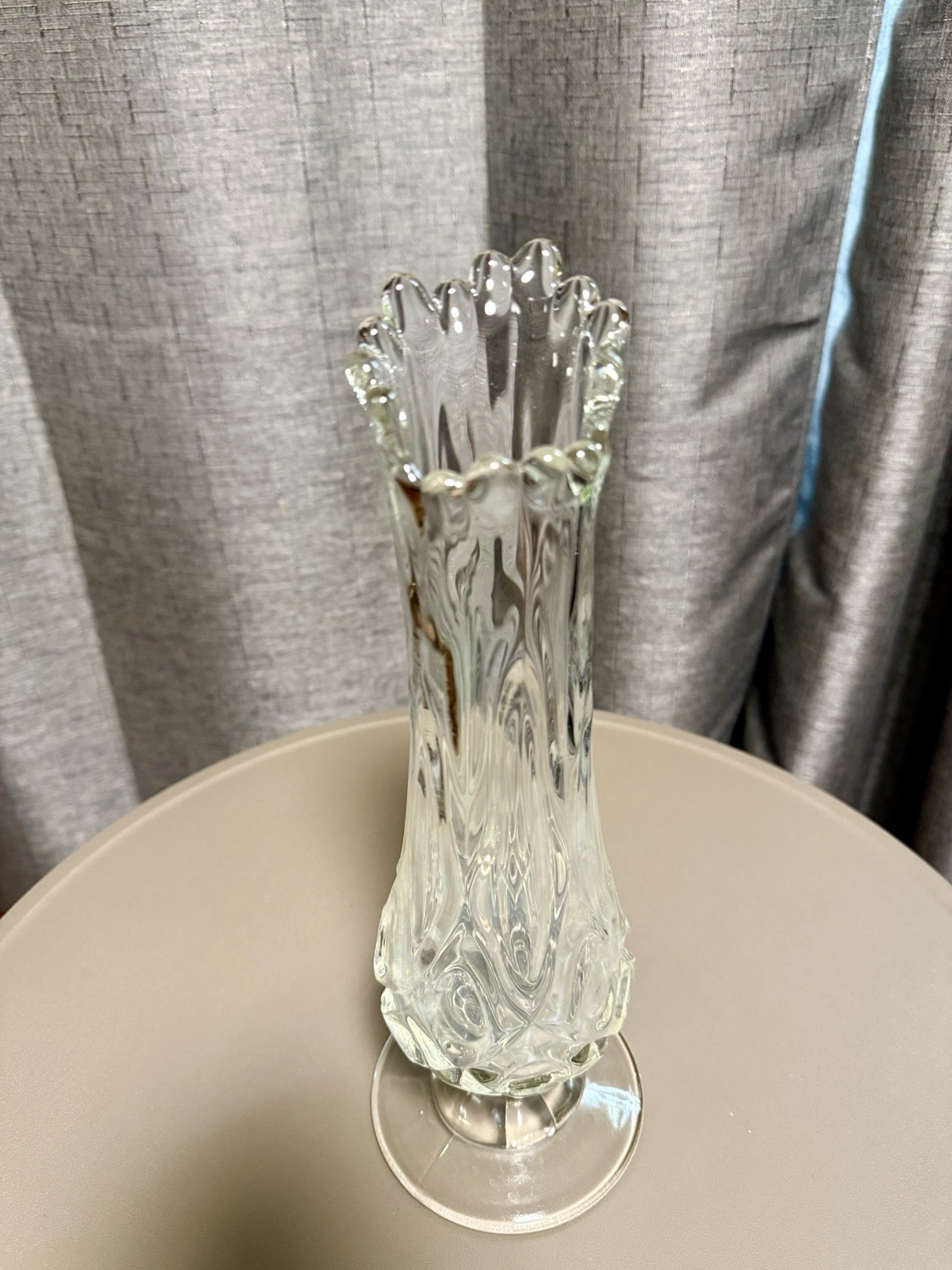 Vintage Viking Glass Clear 12” Swung Vase Signed SM Vintage Viking Glass Clear 12” Swung Vase Signed SM