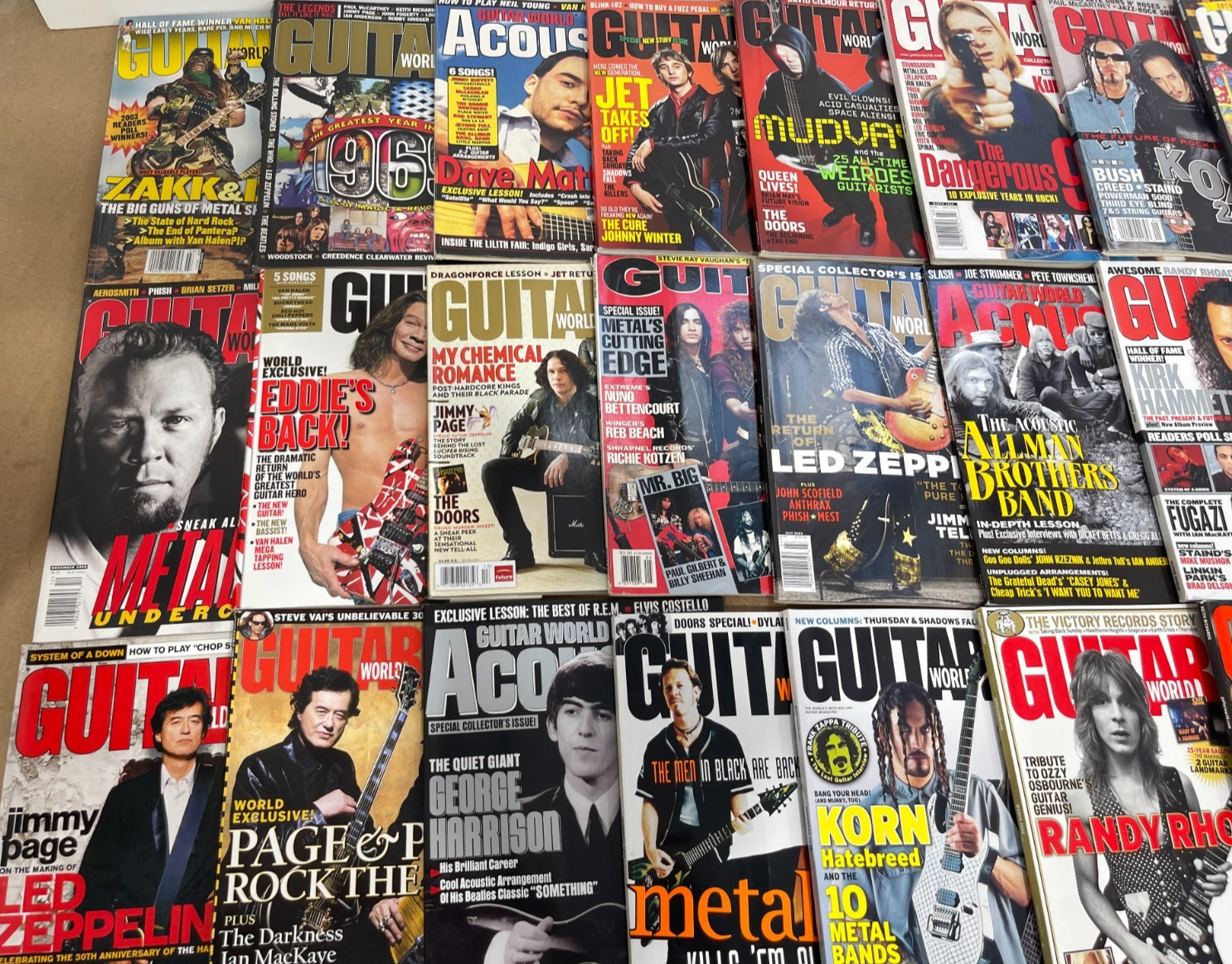 Lot 100 Guitar World Magazines 1989-2006 Huge Bulk Back Issues Tabs Rock Metal