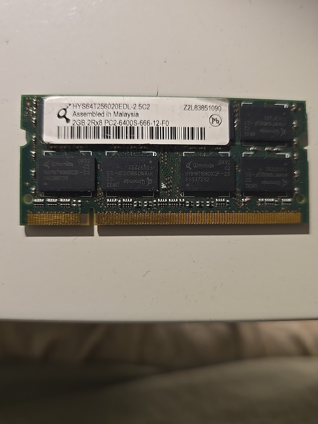 HYS64T256020EDL-2.5C2 LAPTOP MEMORY 2GB DDR2 PC2-6400S HYS64T256020EDL-2.5C2 LAPTOP MEMORY 2GB DDR2 PC2-6400S