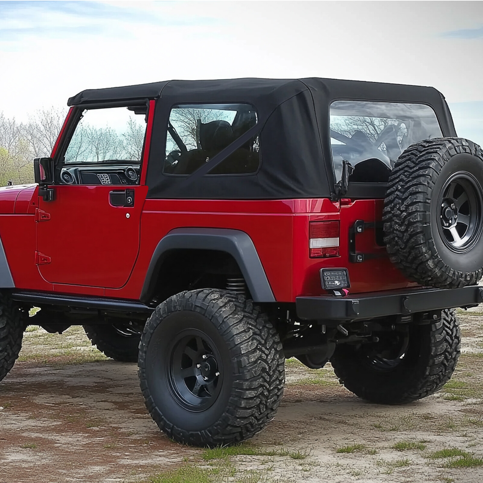 Kojem For 97-06 Jeep Wrangler TJ Soft top Sailcloth Replacement w/Tinted Windows