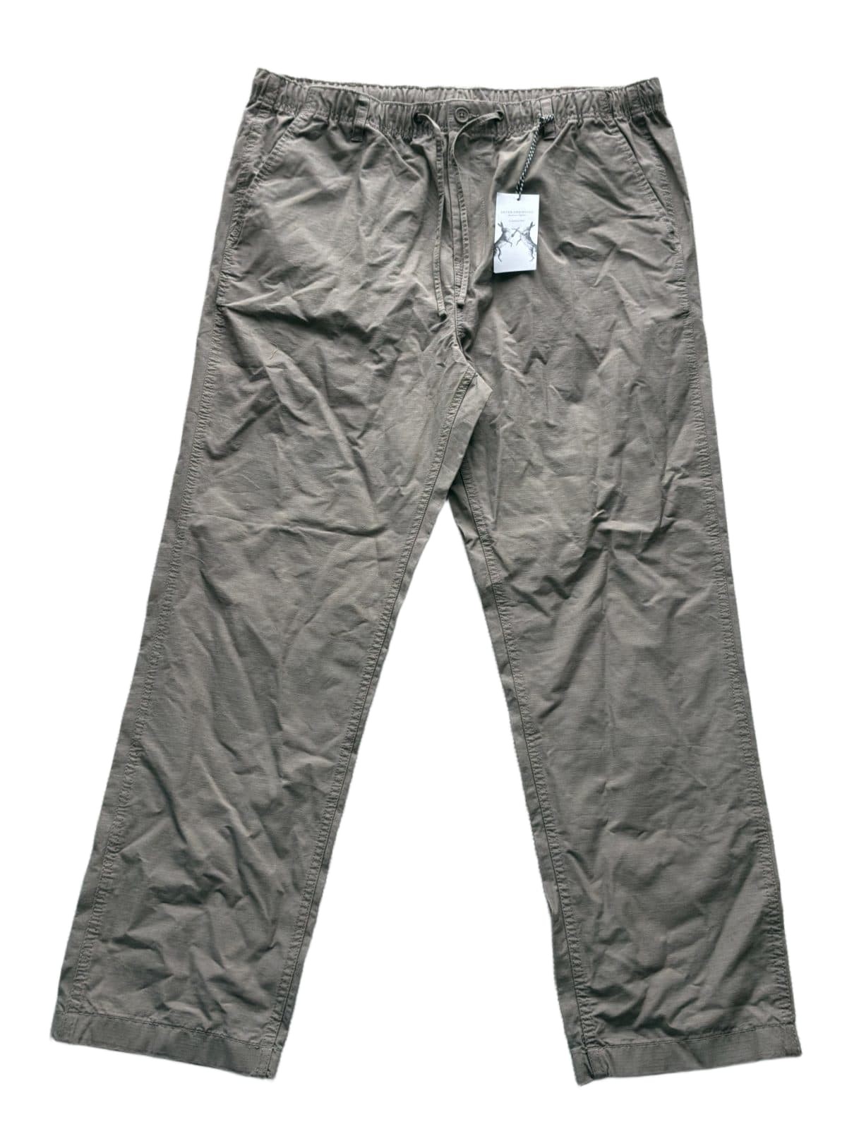 Peter Christian Mens Organic Cotton Drawstring Elastic Waist Pants Taupe NWT Peter Christian Mens Organic Cotton Drawstring Elastic Waist Pants Taupe NWT